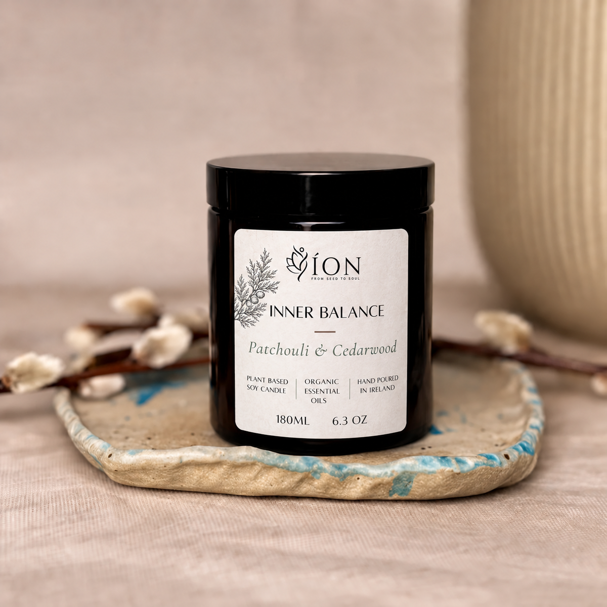 INNER BALANCE Organic Essential Oil and Soy Candle |Patchouli &amp; Cedarwood 180ml