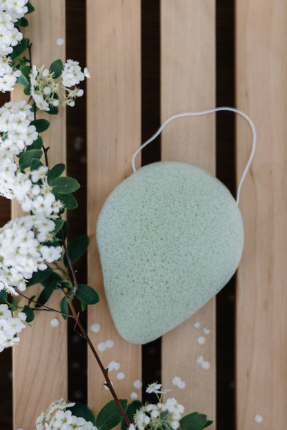 Konjac sponge green aloe vera for dry skin, vegan