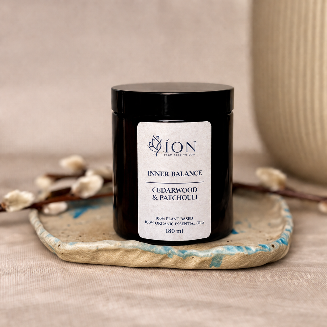 INNER BALANCE Organic Essential Oil and Soy Candle |Patchouli &amp; Cedarwood 180ml