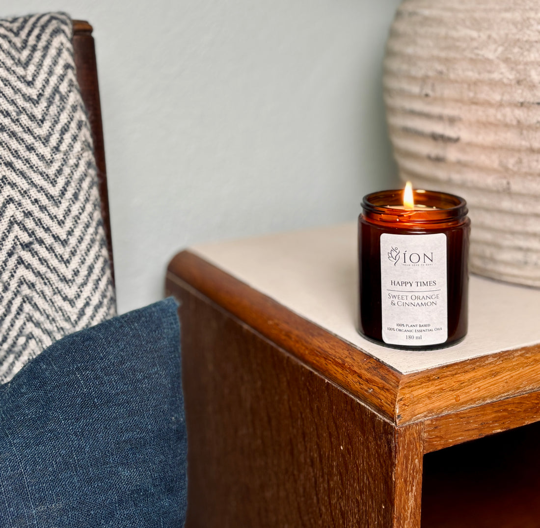 Happy Times | Organic Essential oil &amp; Soy Candle | Sweet Orange &amp; Cinnamon