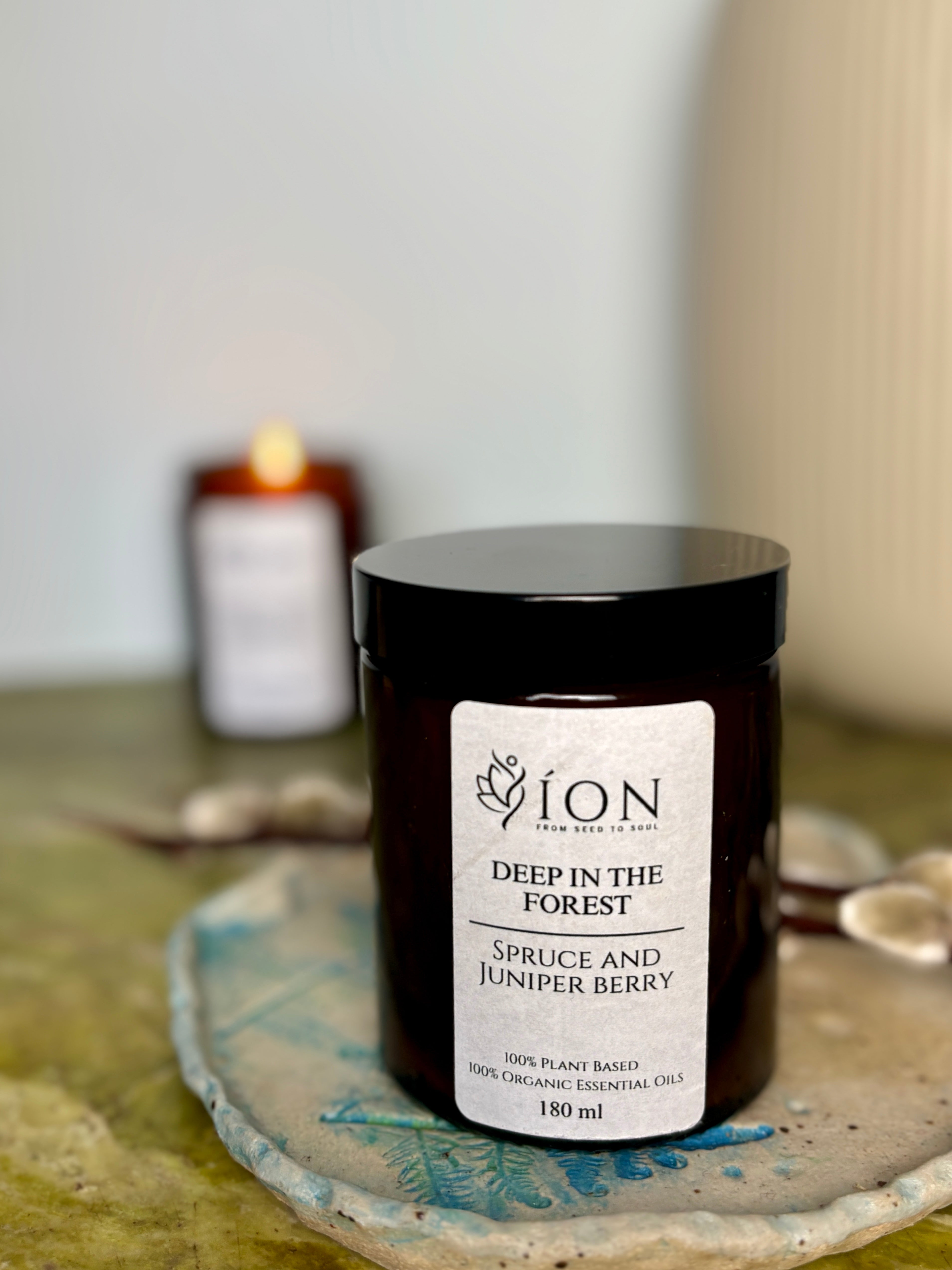 DEEP IN THE FOREST Organic Essential Oil and Soy Candle | Spruce &amp; Juniper Berry